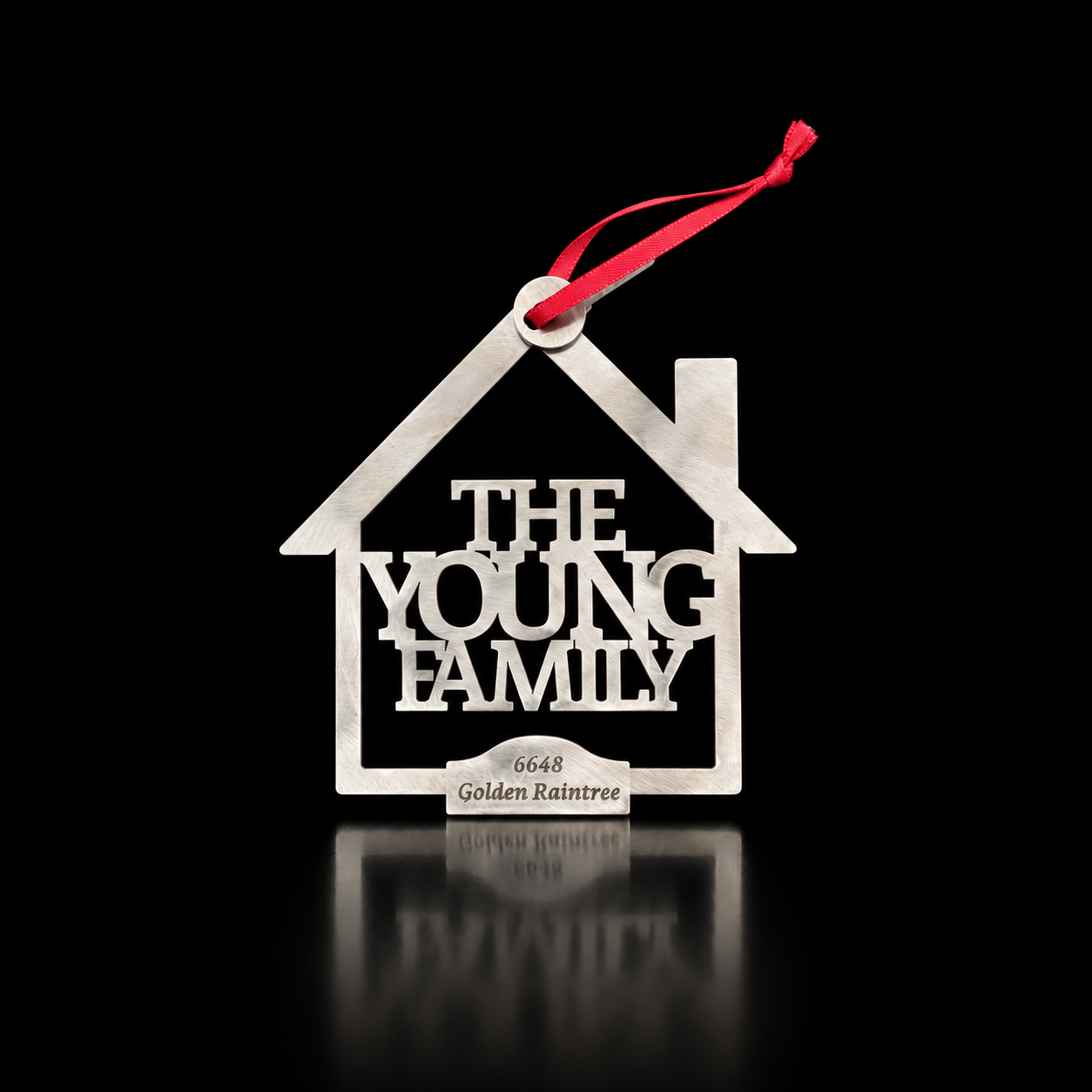 Personalized Family Home Ornament in brushed stainless steel