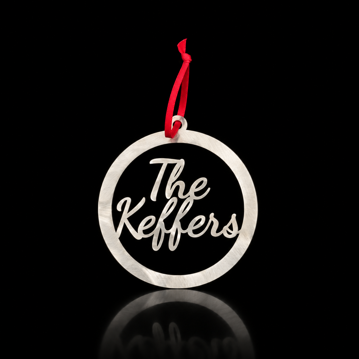 Personalized Family Circle Ornament in brushed stainless steel