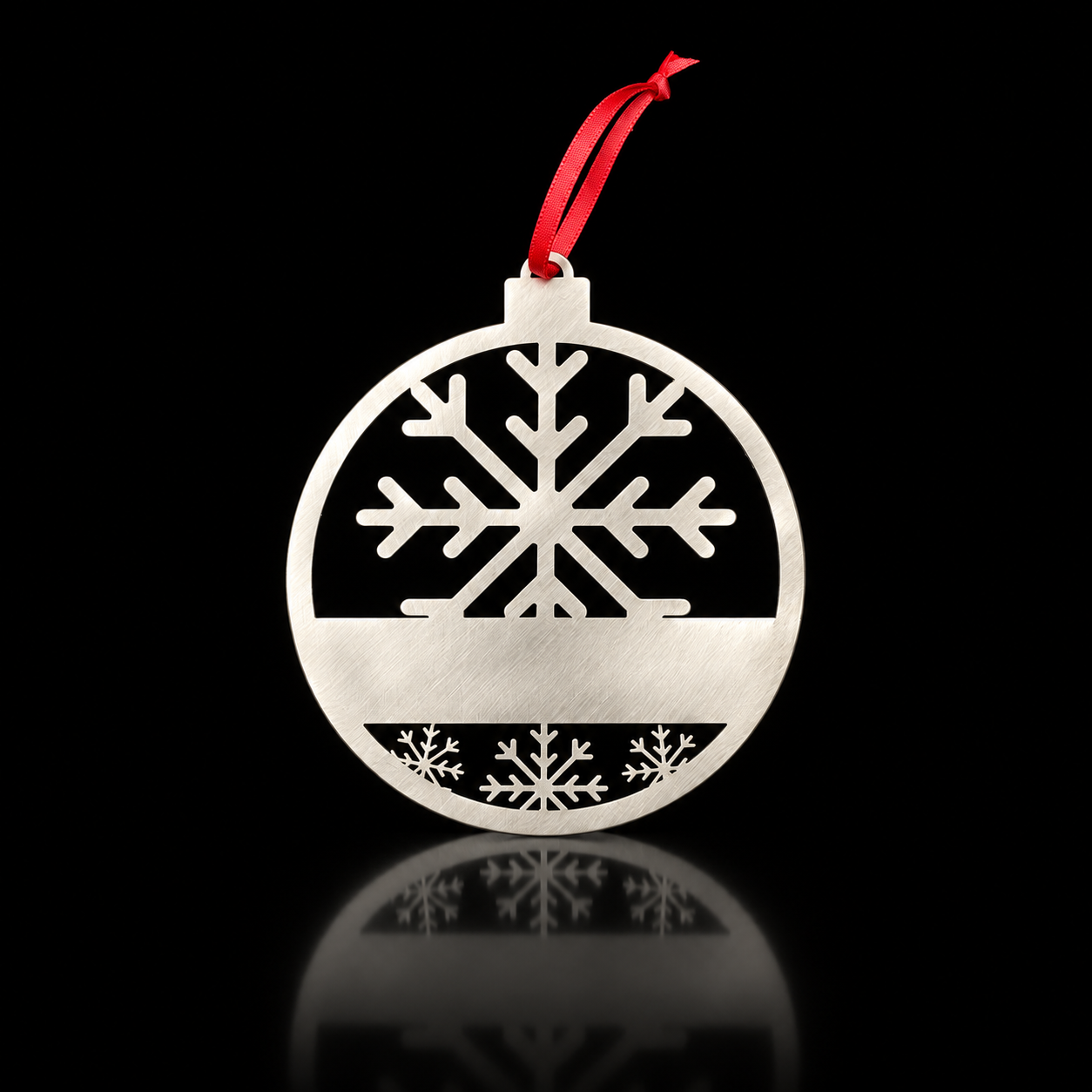 Personalized Winter Snowflake Ornament in brushed stainless steel