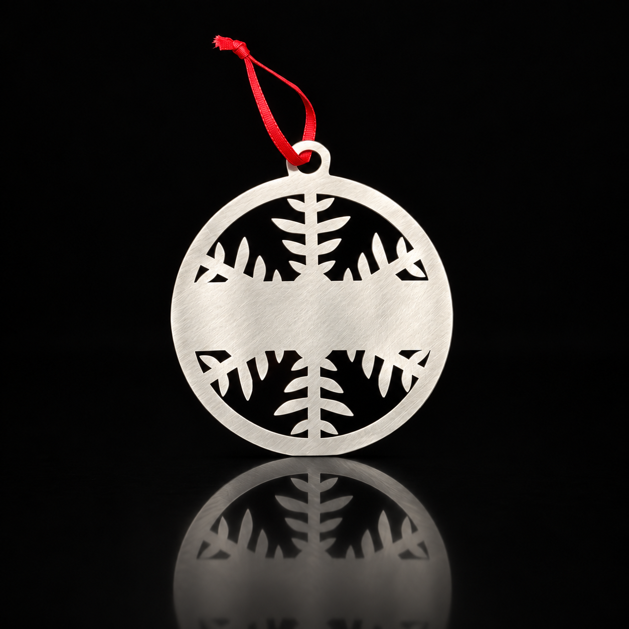 Personalized Snowflake Monogram Ball Ornament in brushed stainless steel